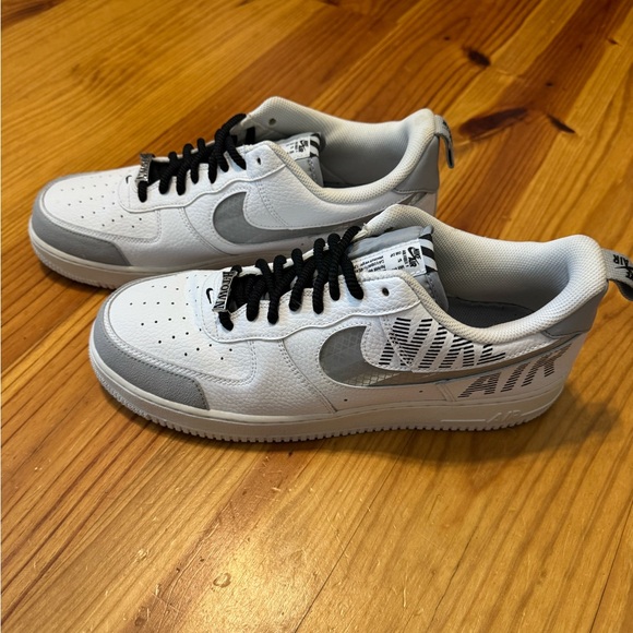Nike Air Force 1 Low Mens Size 11.5 White Gray Athletic Leather Shoes Sneakers - Picture 4 of 13
